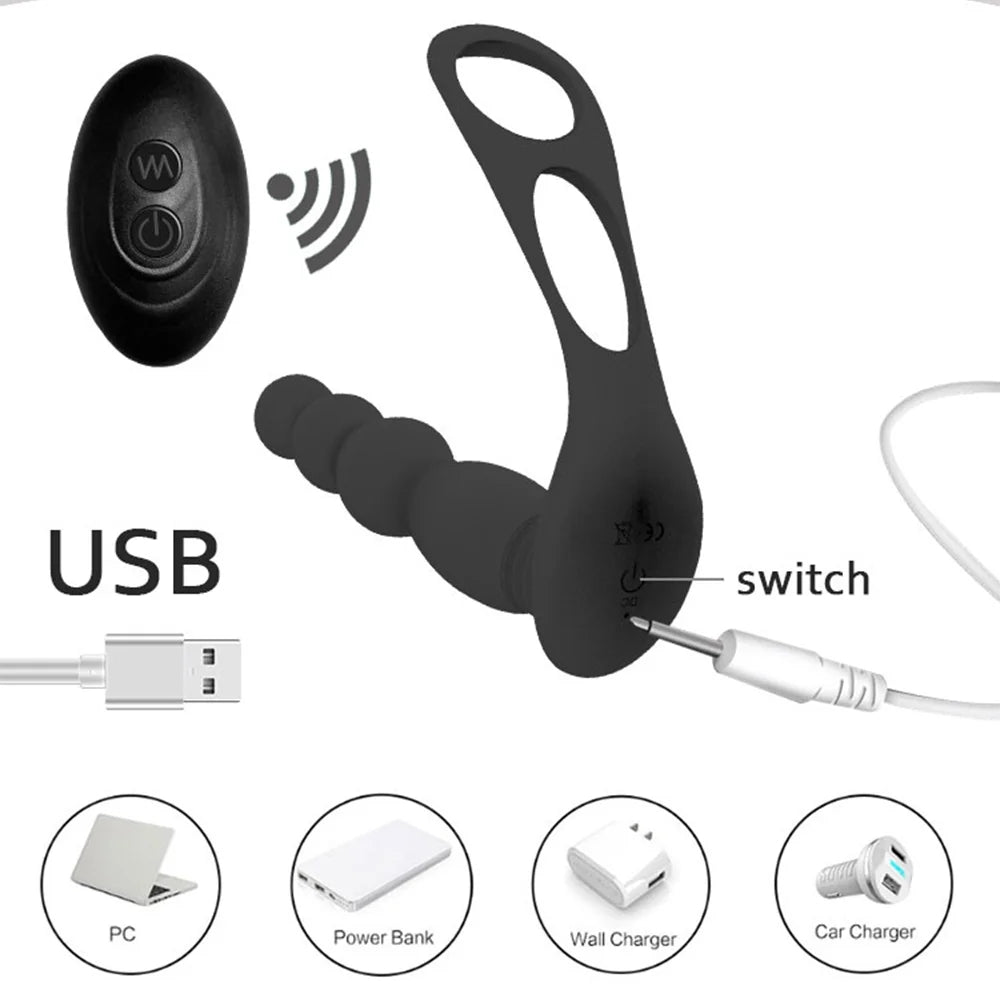 Remote Control Anal Vibrator With Cock Ring