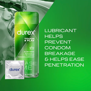 Lubricant, Durex Massage Gel & Personal Lubricant, Durex Massage & Play 2 in 1 Lubricant, 6.76 oz., Soothing Touch with Aloe Vera