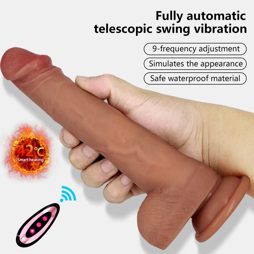 Heating Retractable Rocking Vibrating Dildo