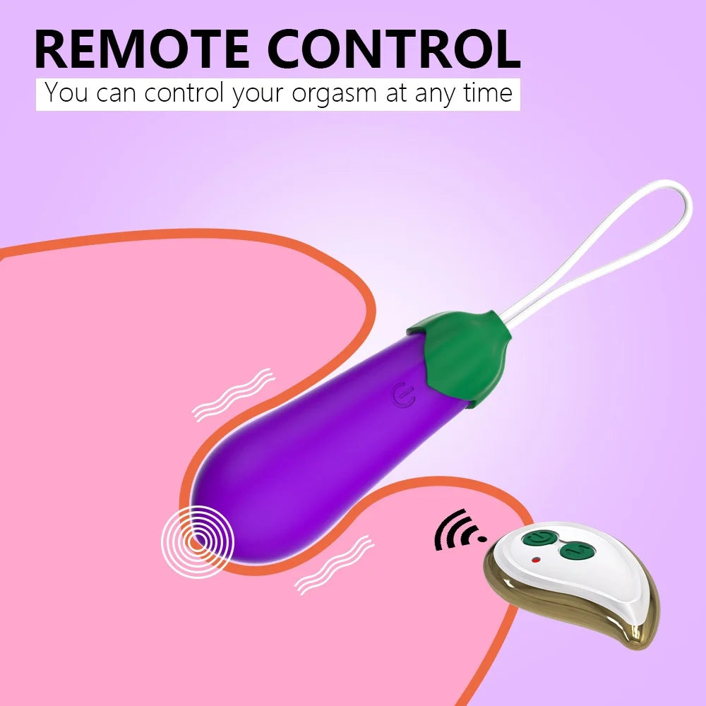 Wireless Remote Control Warming Eggplant Vibrator