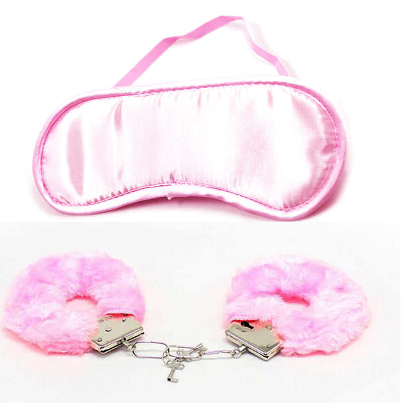 Leopard Print Handcuffs BDSM Bondage Set with Eye Blindfold Mask