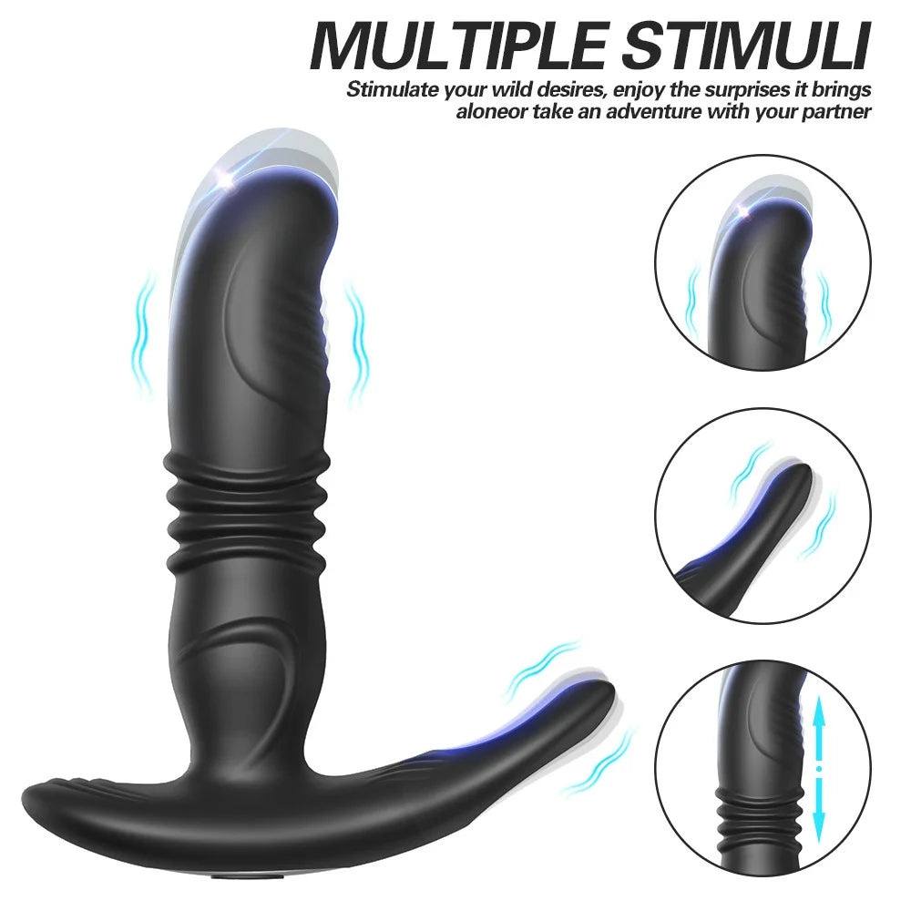 Wireless Remote Retractable Prostate Massage Stick Male Sperm-locking Ring Sex Toys For Couples