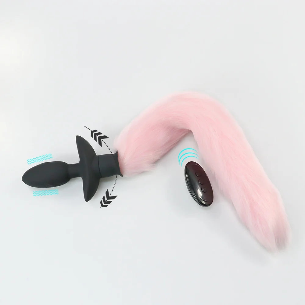 Wireless Remote Control Fox Tail Vibration Anal Plug