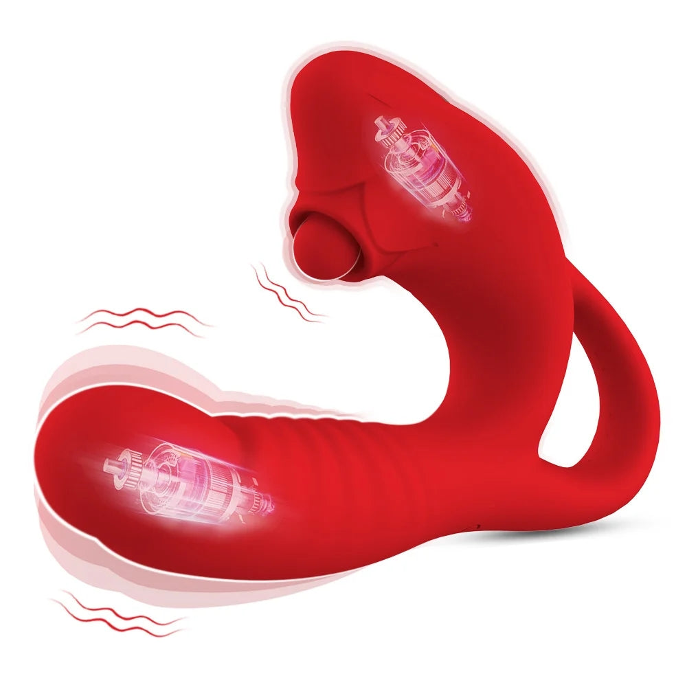 Rose Double Arousal Handheld Clit G-spot Vibrator