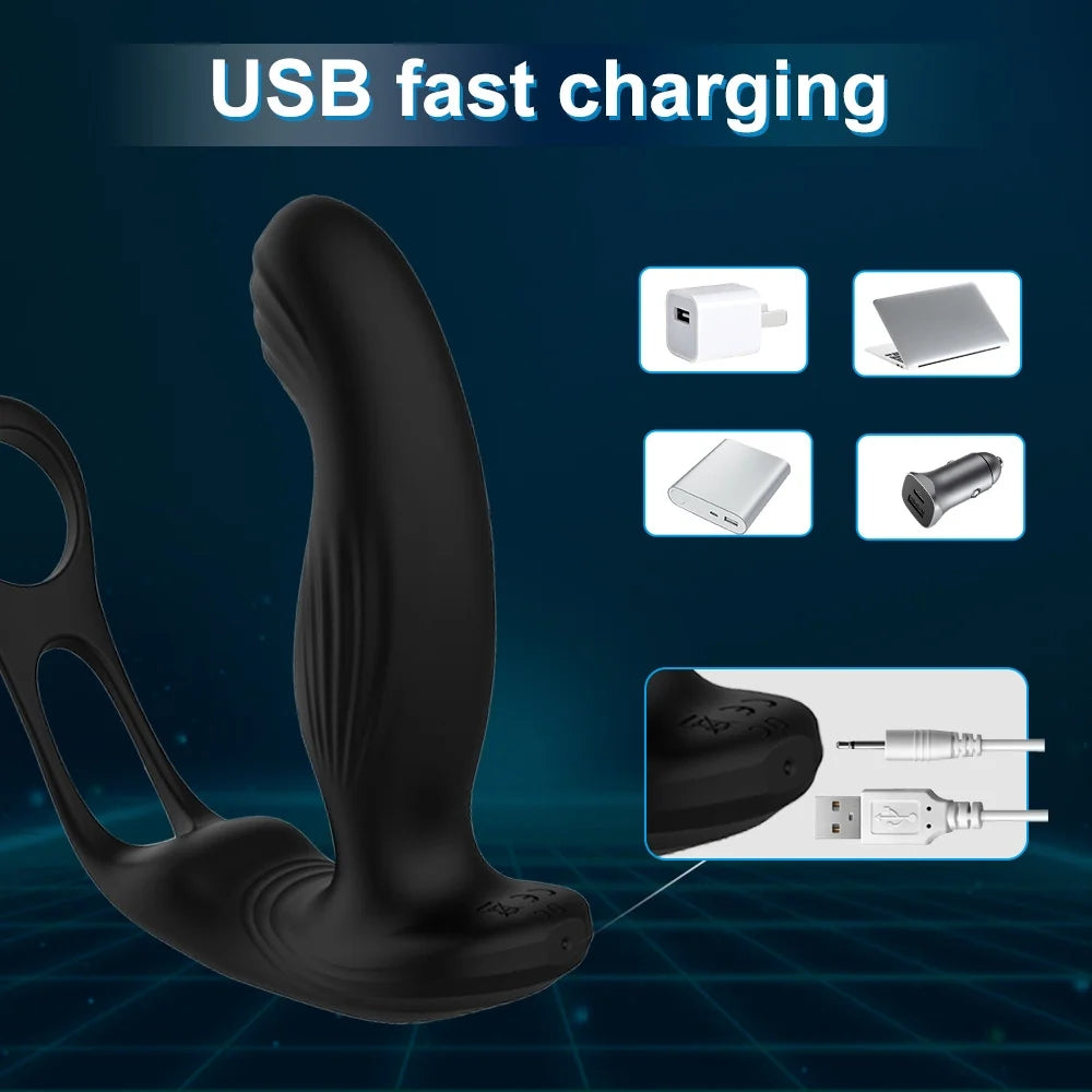 Warrior - Heating Wiggling Vibration Prostate Massager With Double Rings