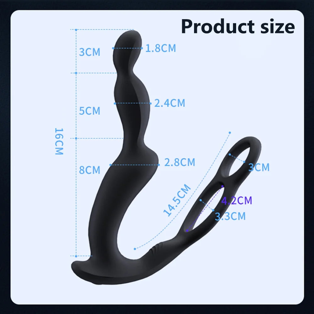 P-peak Wireless Remote Control Anal Beads With Penis Rings