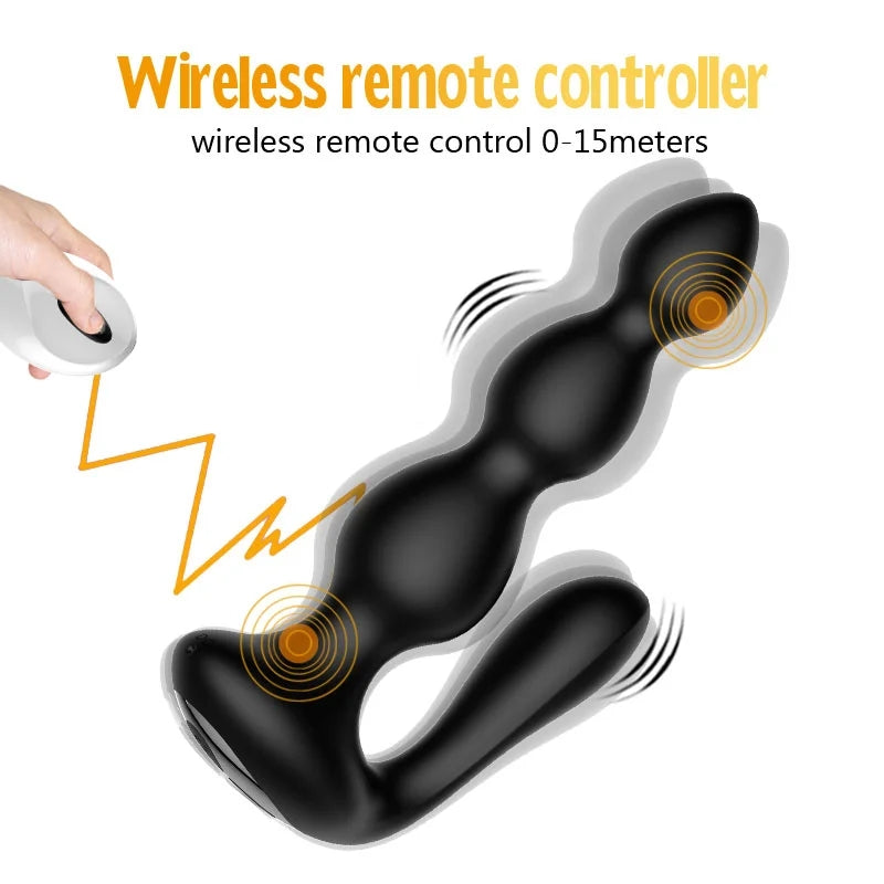 Wireless Remote Control Dual-vibrating Anal Beads For Women & Men