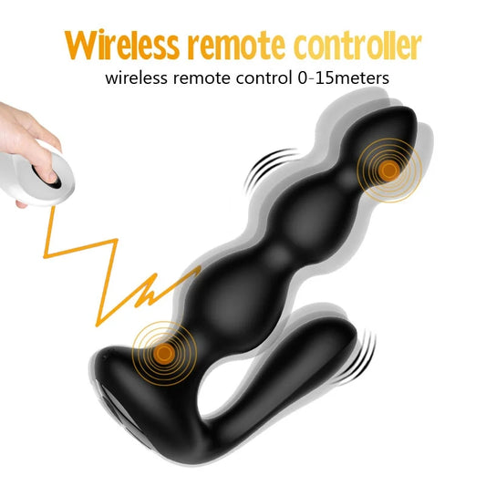 Wireless Remote Control Dual-vibrating Anal Beads For Women & Men