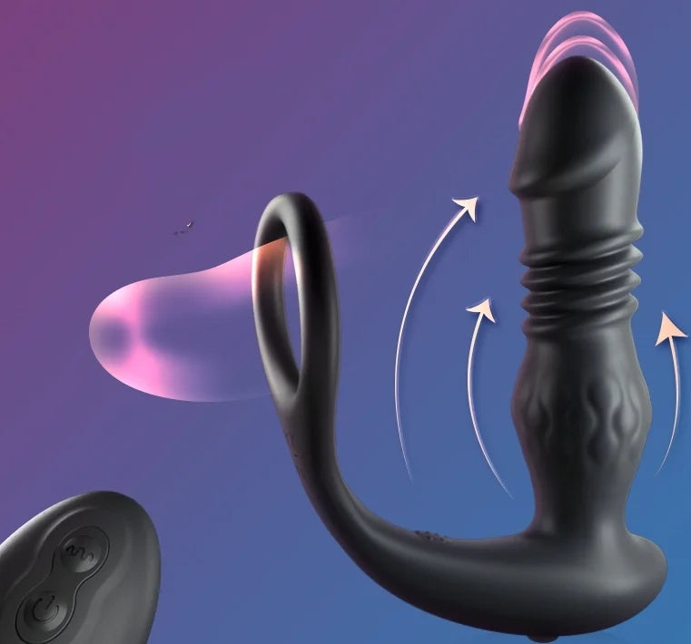 3-in-1 Thrusting Tapping Vibrating Prostate Massager & Cock Ring