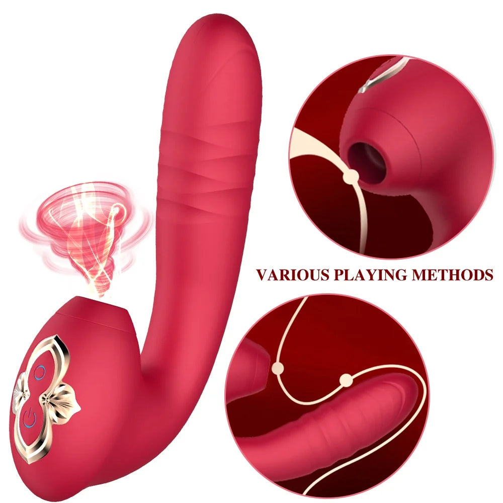 Telescopic Clitoral Sucking G-spot Dildo Vibrator With 10 Powerful Modes