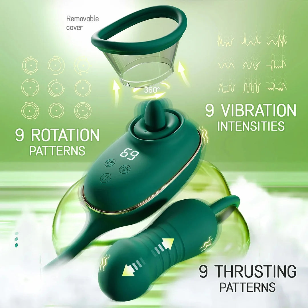 3 Sucking 9 Rotating 9 Thrusting 9 Vibrating Clit Stimulator