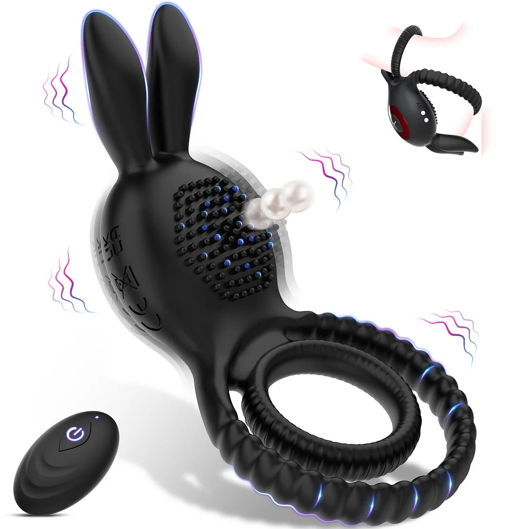 Rabbit Head Vibration Double Rings For Couples