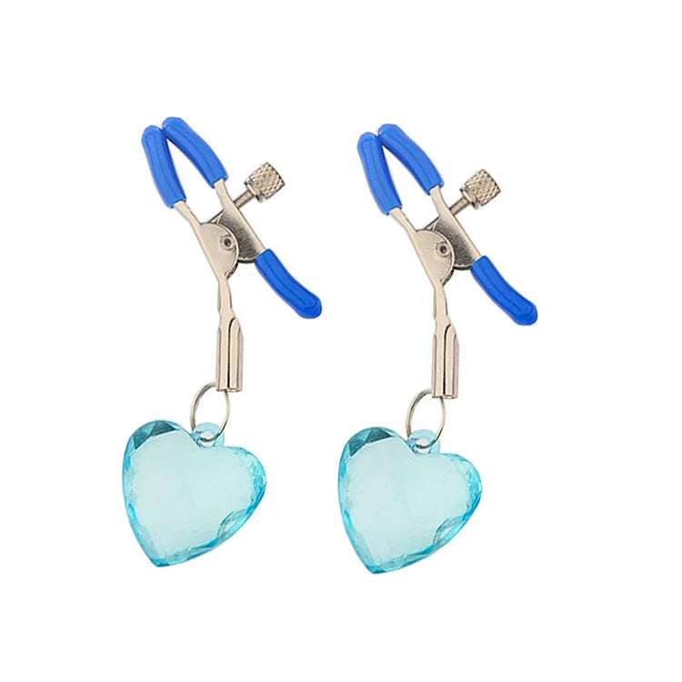 1 Pair Heart Shaped Crystal Pendant Nipple Clips