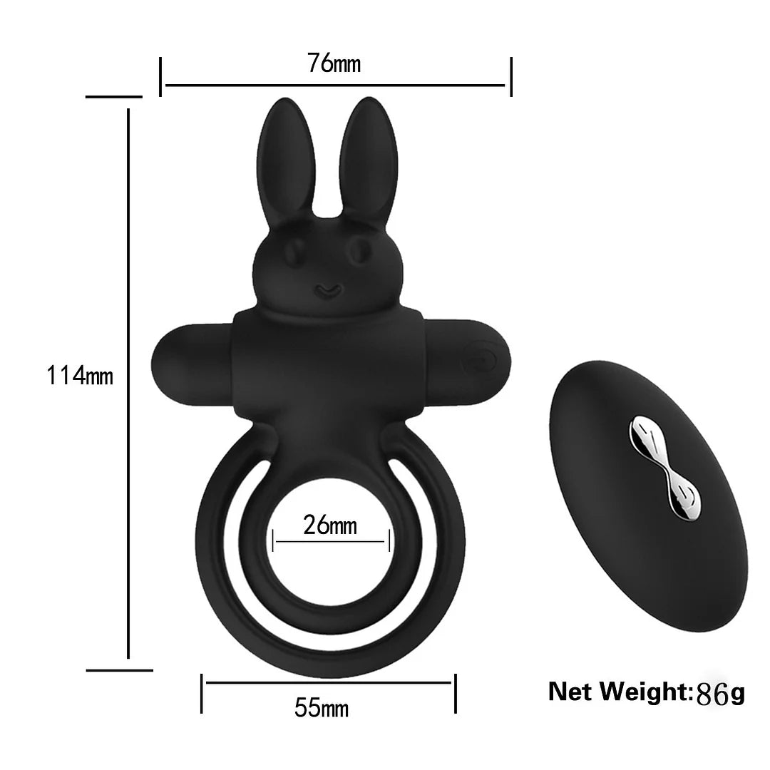 9 Vibrating Rabbit Multi-functional Cock Ring For Couple Play