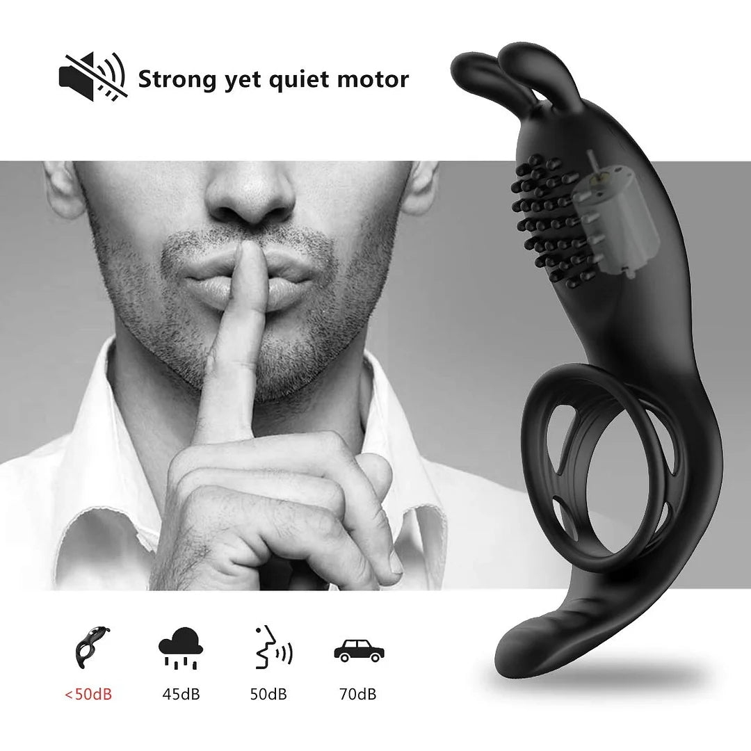 Remote Control 9 Frequency Vibrating Cock Ring Rabbit Ear Penis Ring