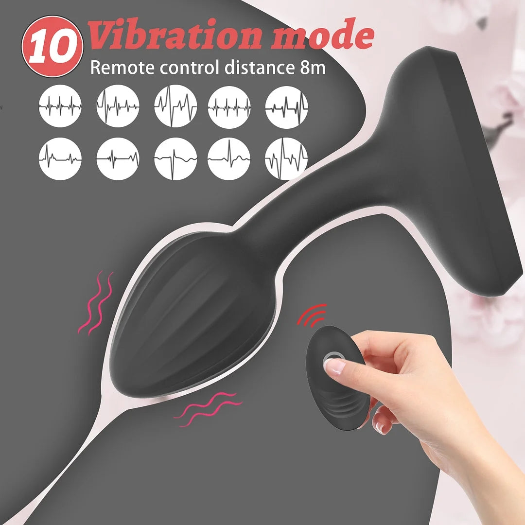 Wireless Remote Control Mushroom Head Vibrating Anal Plug