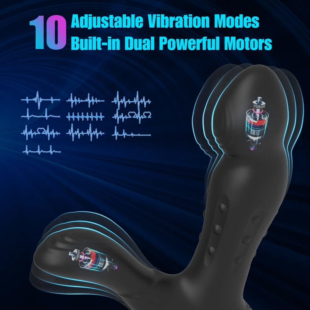 Pearls Pleasure 3-in-1 Wiggling Thrusting And Vibrating Remote Control Prostate Massager