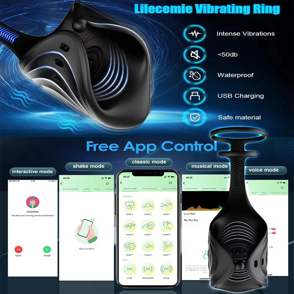 Keven - App Remote Control Penis Trainer With Dual-rings