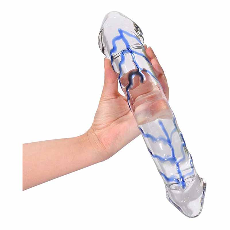 Medical Grade Glass Blue Swirl Crystal Double Sided Dildo 25/30cm-ZhenDuo Sex Shop-ZhenDuo Sex Shop