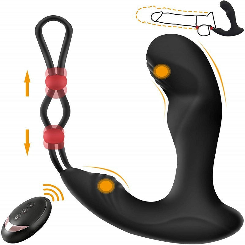 Men's Wireless 9-Frequency Vibrating Prostate Toy with Adjustable Ring