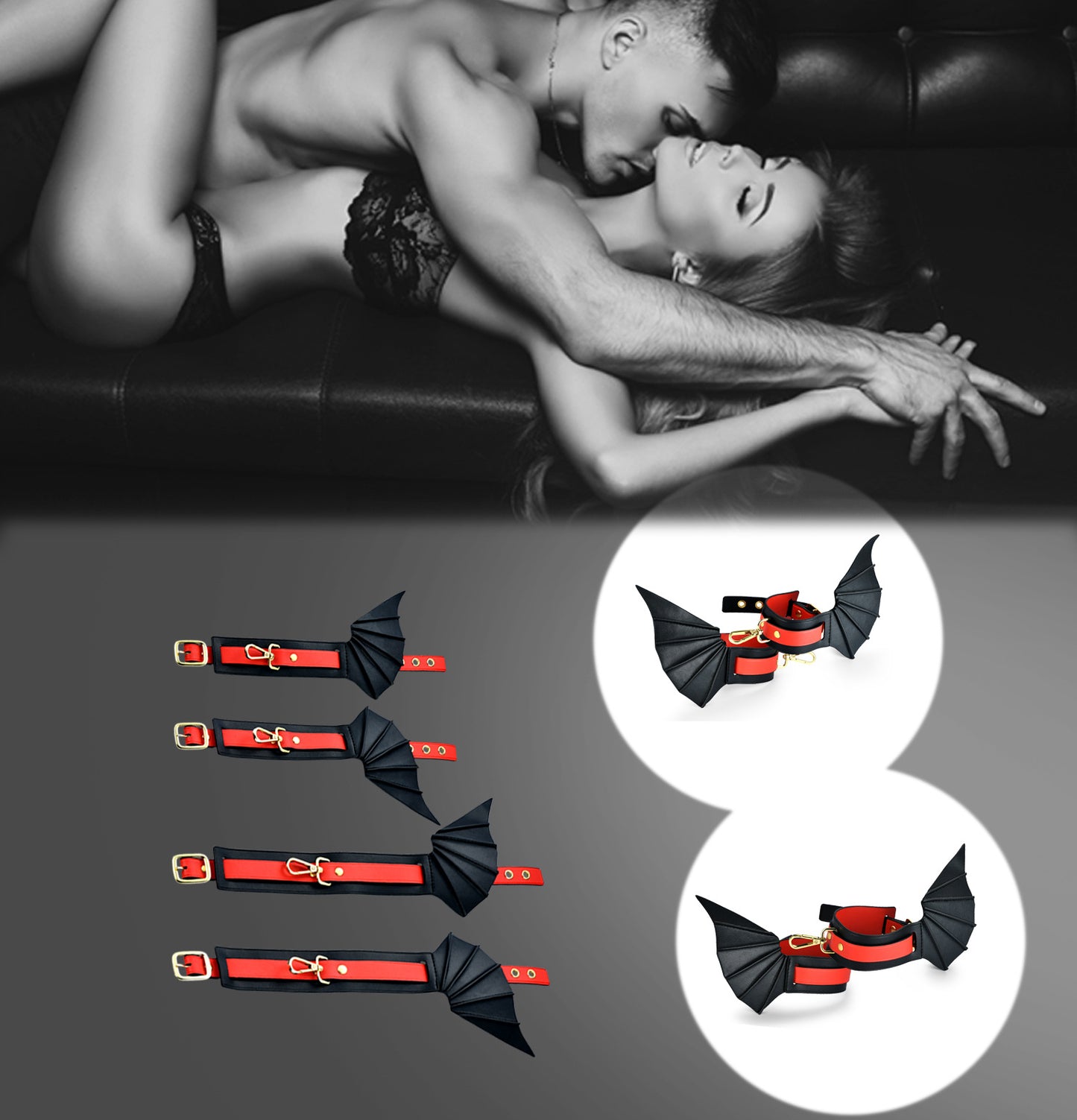 Bat Wings Leather BDSM Bondage Handcuffs Sex Toy