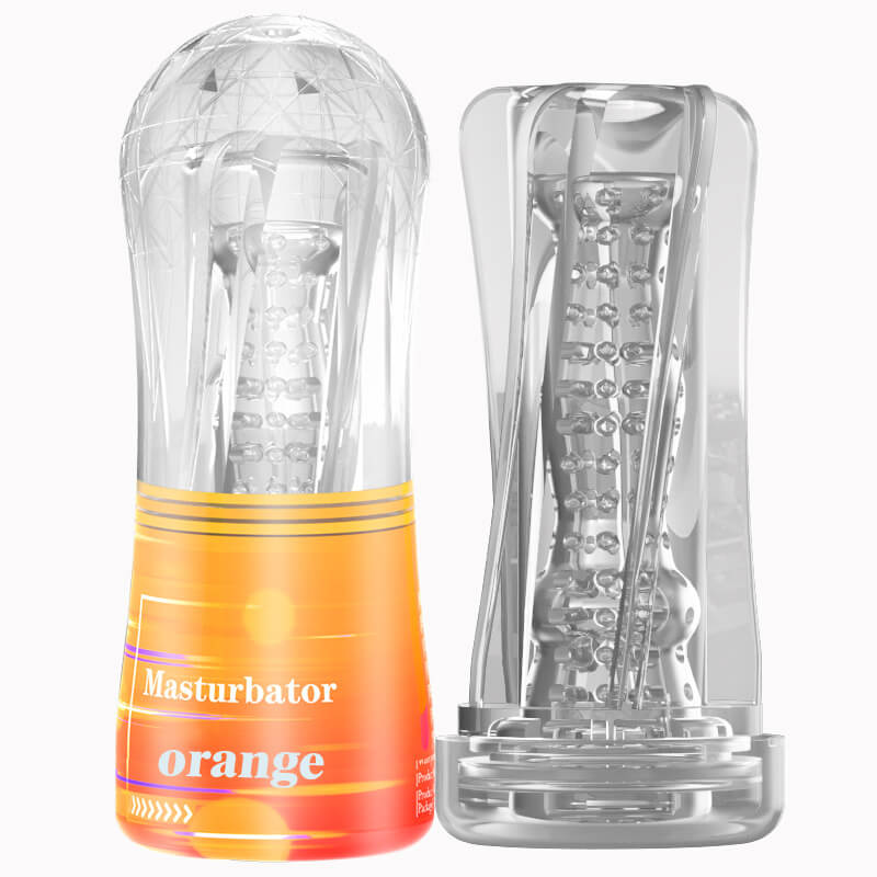 Crystal Transparent Male Masturbator Training Cheap Aircraft Cup-ZhenDuo Sex Shop-orange-ZhenDuo Sex Shop