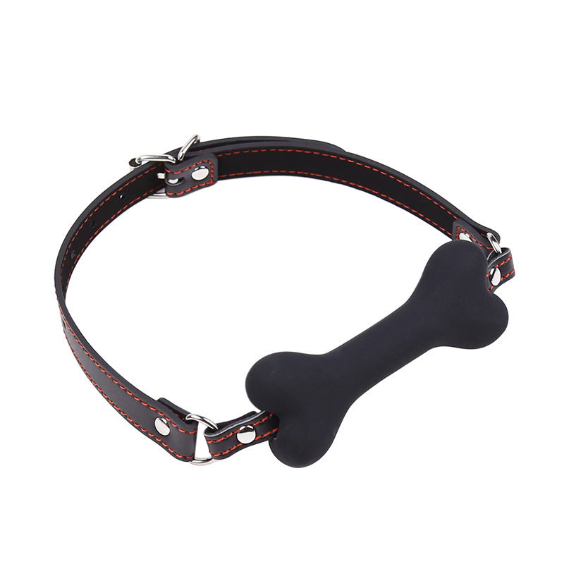 Bondage Silicone Leather Dog Bones Gag Mouth Pet Bone Bite Ball Gag BDSM Fetish