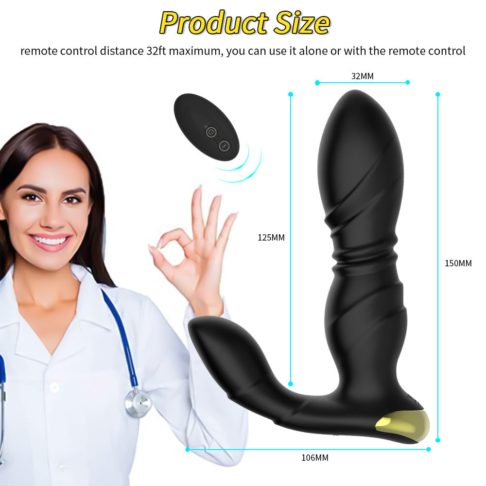 Wireless Auto Telescopic Pink Prostate Vibrator Massager Thrusting Vibrating Butt Plug