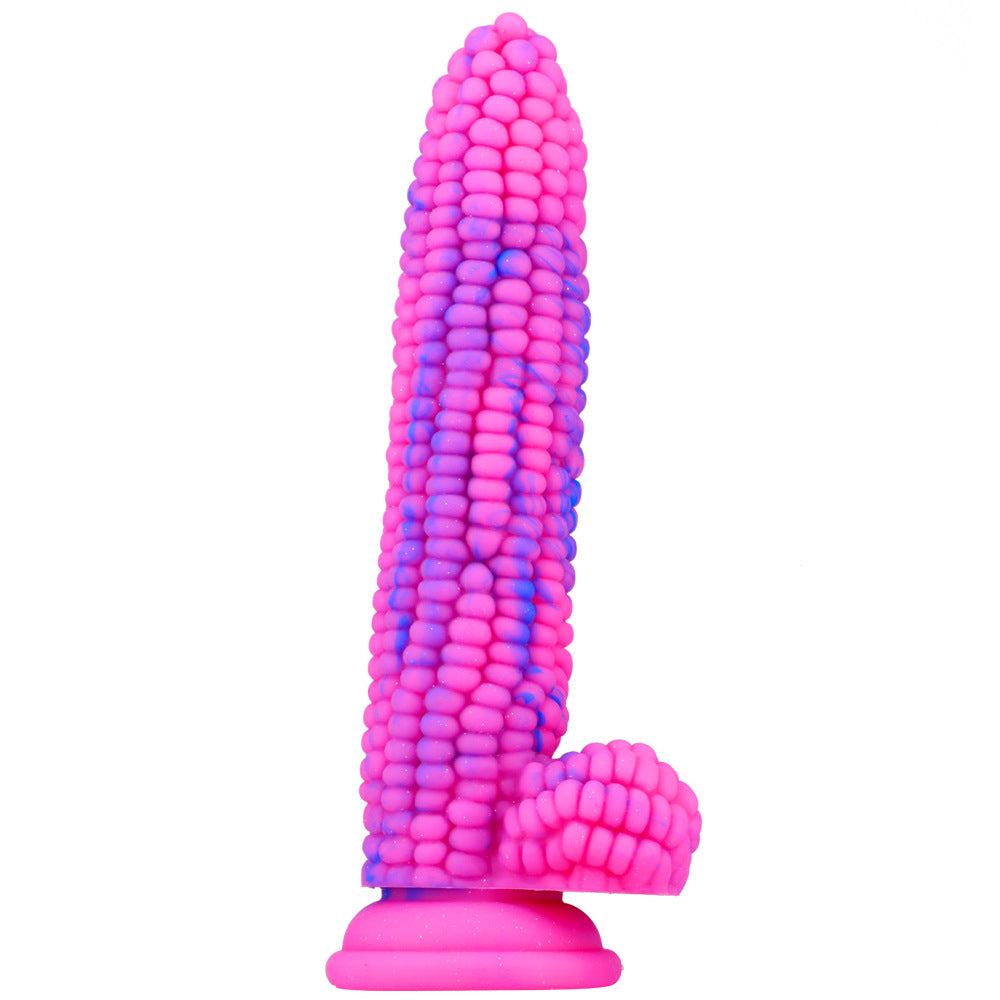 8'' Liquid Silicone Colorful Corn Cob Dildo With Suction Cup Particle Surface Vagina Stimulate Sex Toys