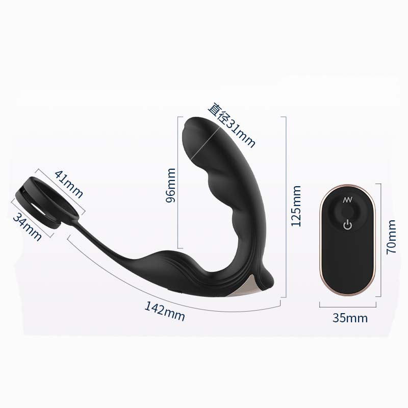 Remote Control 9 Speed Vibration Prostate Stimulator with Delayed Ejaculation Ring