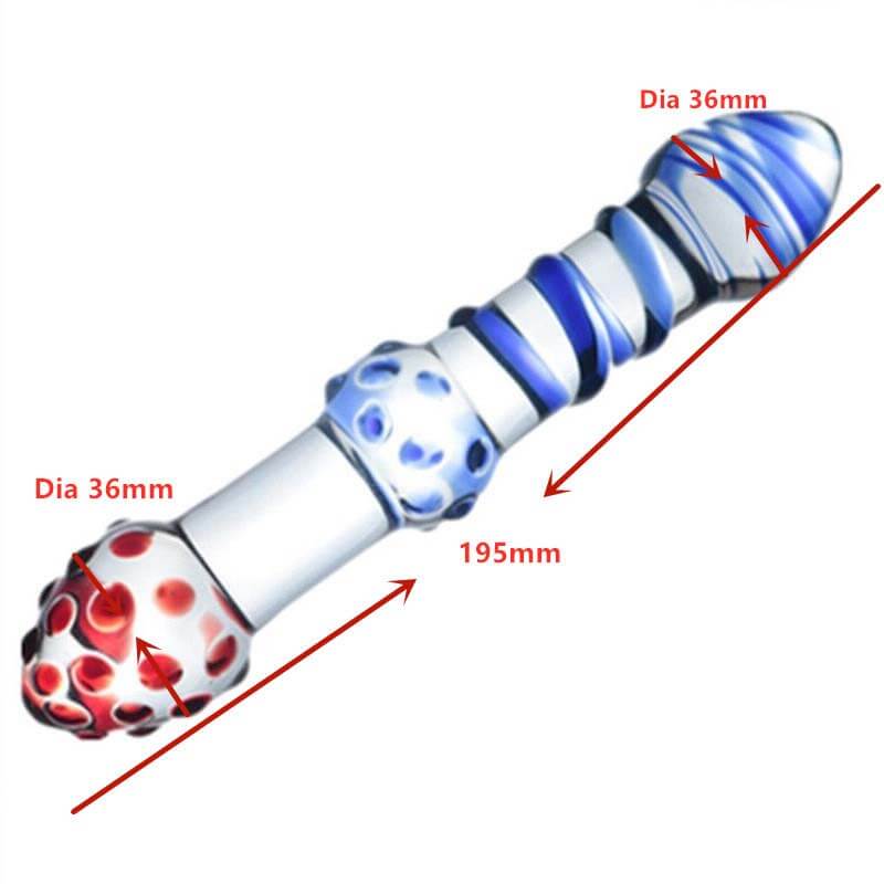 Spiral Texture Realistic Crystal Glass Double Ended Dildo Pleasure Wand-ZhenDuo Sex Shop-A-ZhenDuo Sex Shop