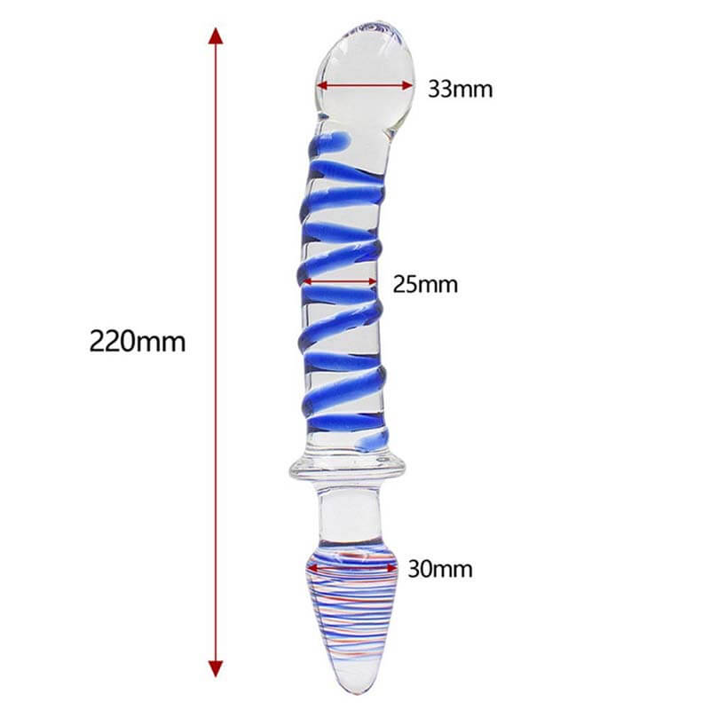 Spiral Texture Realistic Crystal Glass Double Ended Dildo Pleasure Wand-ZhenDuo Sex Shop-C-ZhenDuo Sex Shop