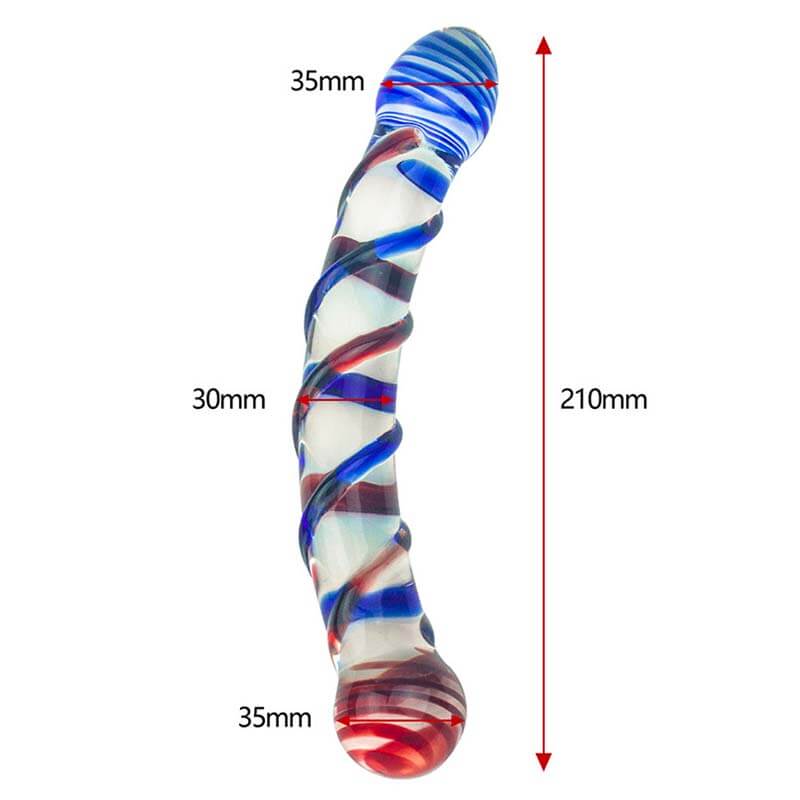 Spiral Texture Realistic Crystal Glass Double Ended Dildo Pleasure Wand-ZhenDuo Sex Shop-D-ZhenDuo Sex Shop