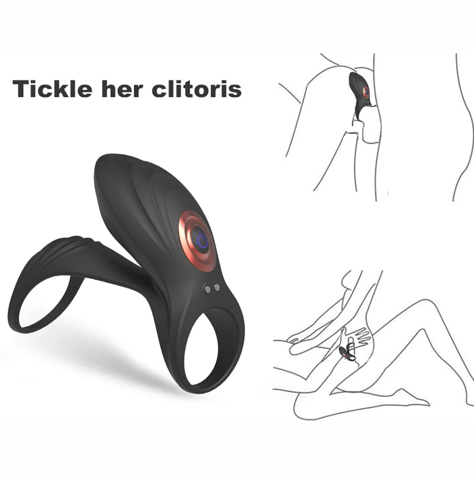 Vibrating Penis Ring Sleeve Couple Vibrator Men Semon Lock Delay Ejaculation Cock Ring Toy For Women Vagina Stimulator