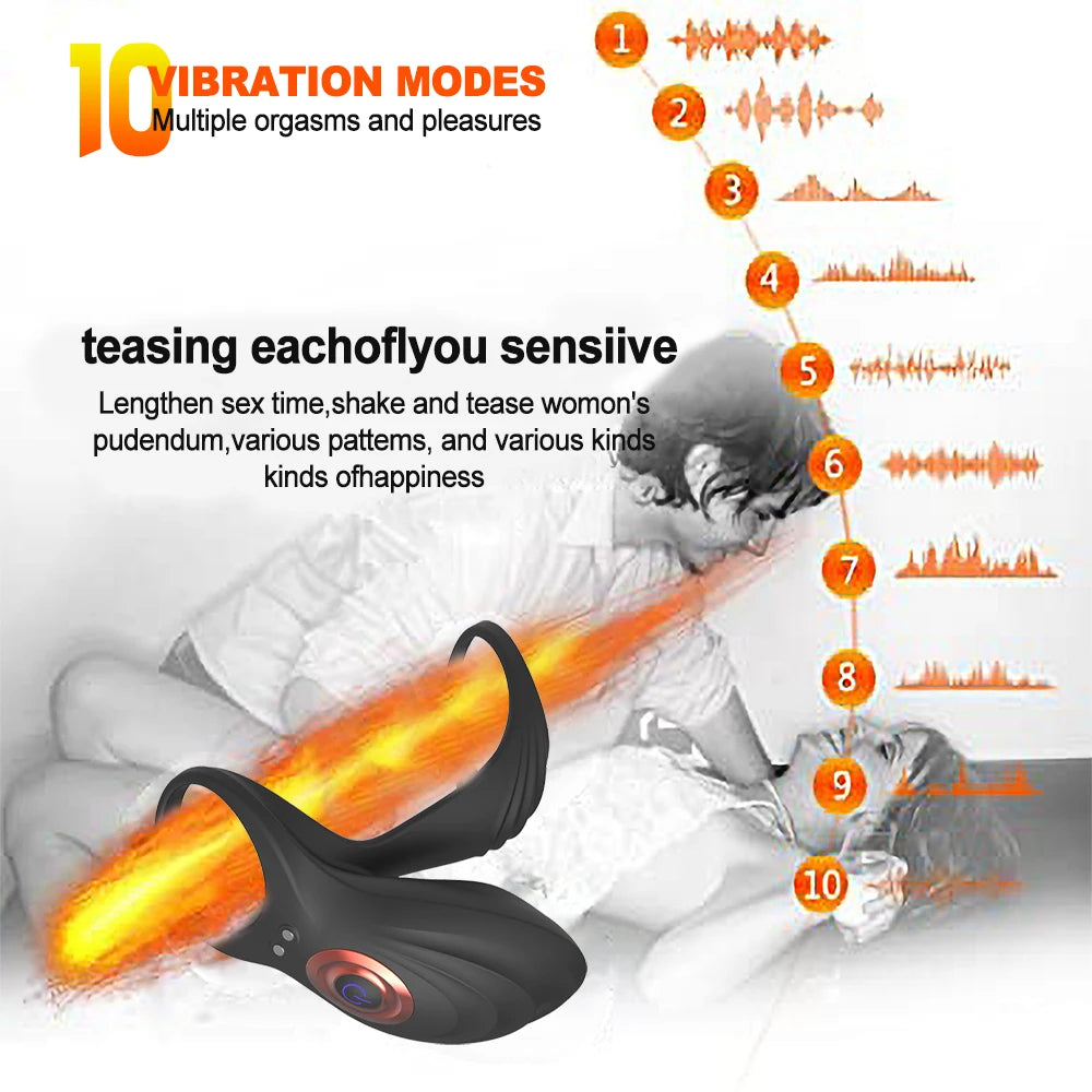 Vibrating Penis Ring Sleeve Couple Vibrator Men Semon Lock Delay Ejaculation Cock Ring Toy For Women Vagina Stimulator