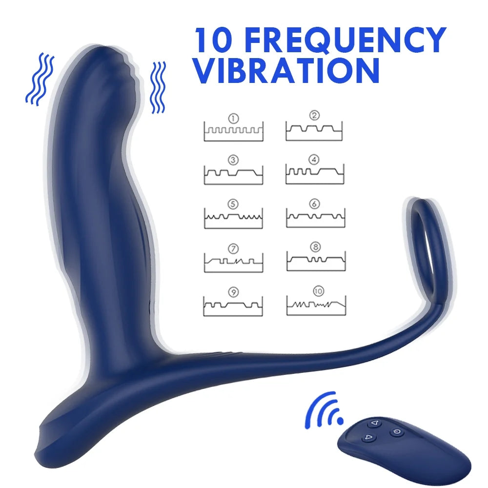 Male Prostate Massage Anal Plug Vibrator With Penis Ring