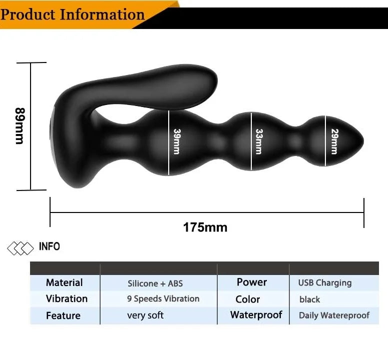 Wireless Remote Control Dual-vibrating Anal Beads For Women & Men