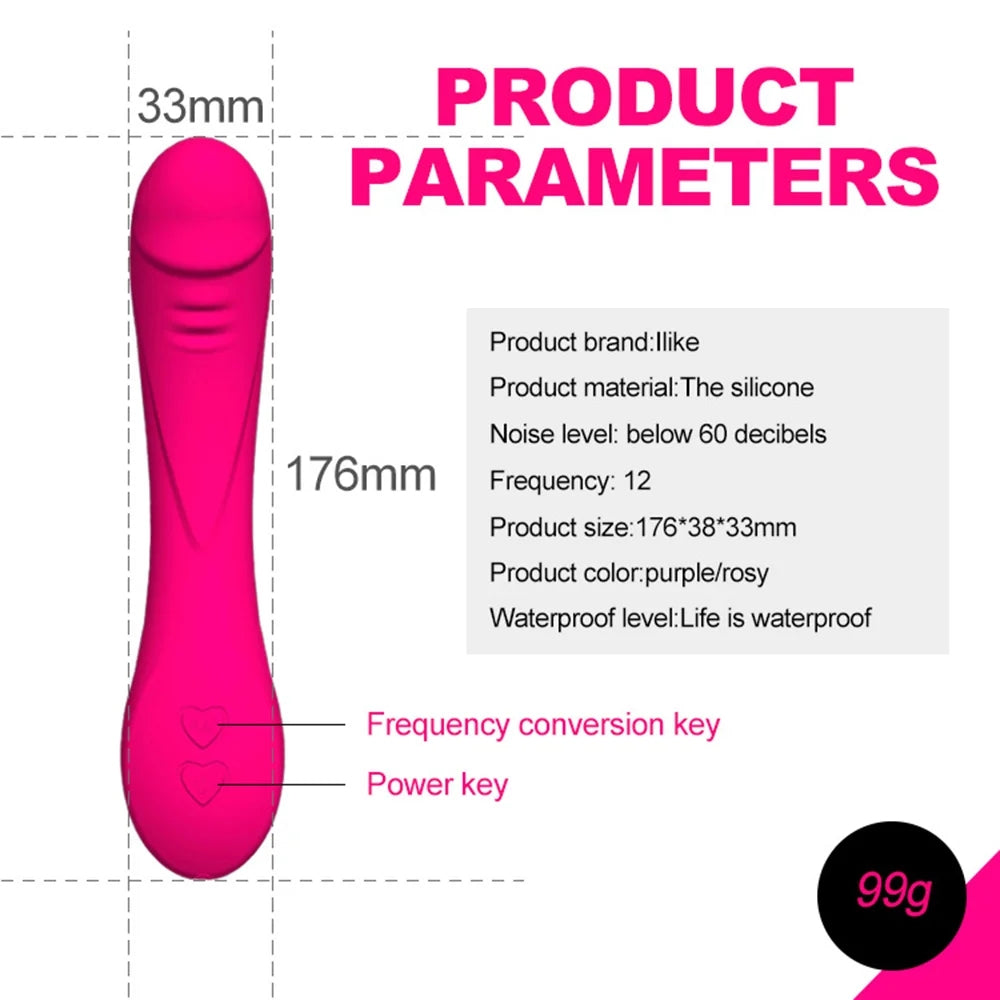 12 Speed G-spot Vaginal Stimulator Clit Massager Dildo Vibrator For Adult