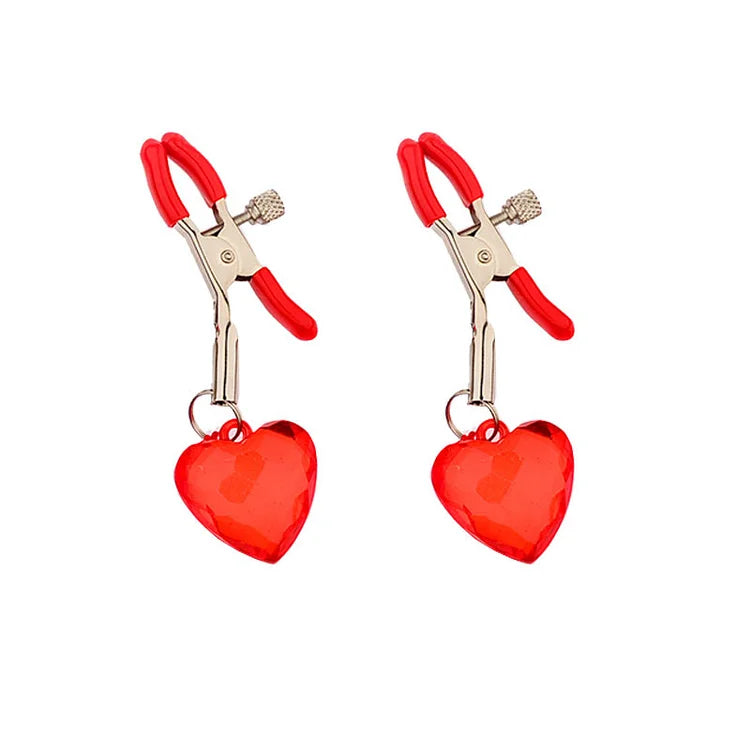 1 Pair Heart Shaped Crystal Pendant Nipple Clips