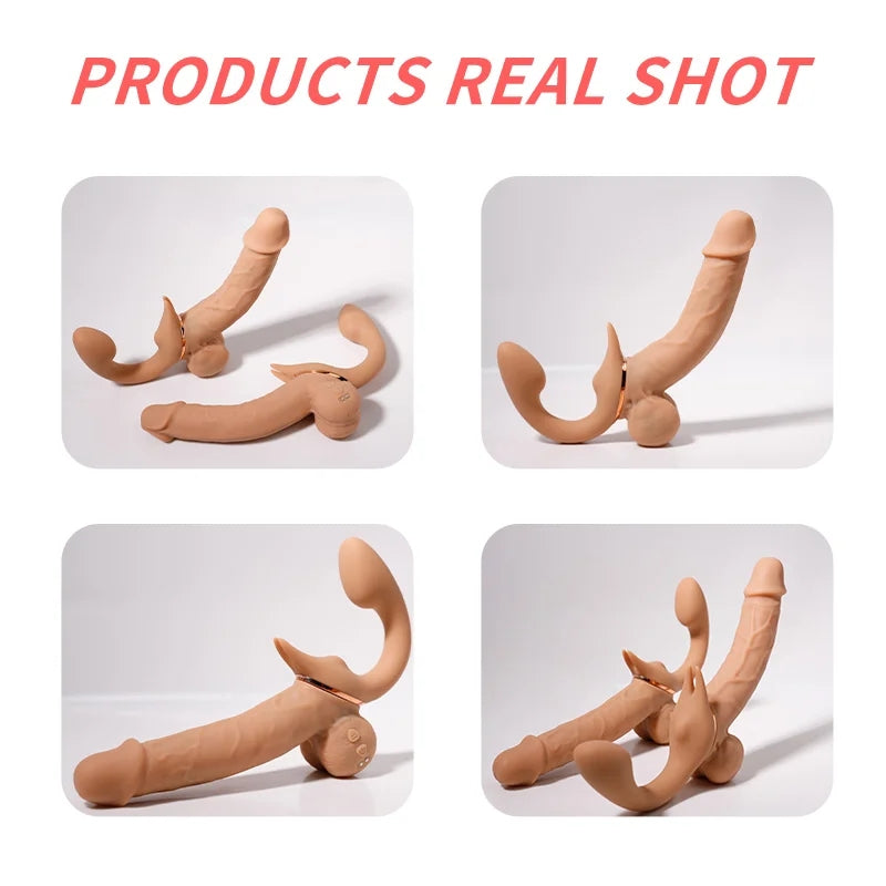 Thrusting & Vibrating Wearable Dildo For Lesbian