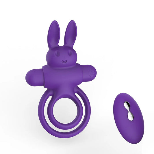 9 Vibrating Rabbit Multi-functional Cock Ring For Couple Play