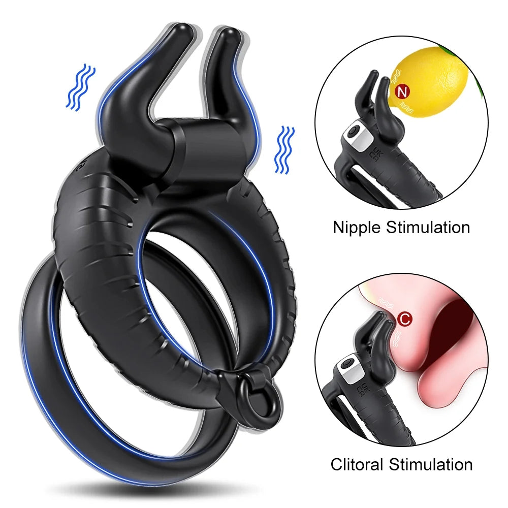 Bullfighting Double Rings Vibrating Penis Ring For Couples