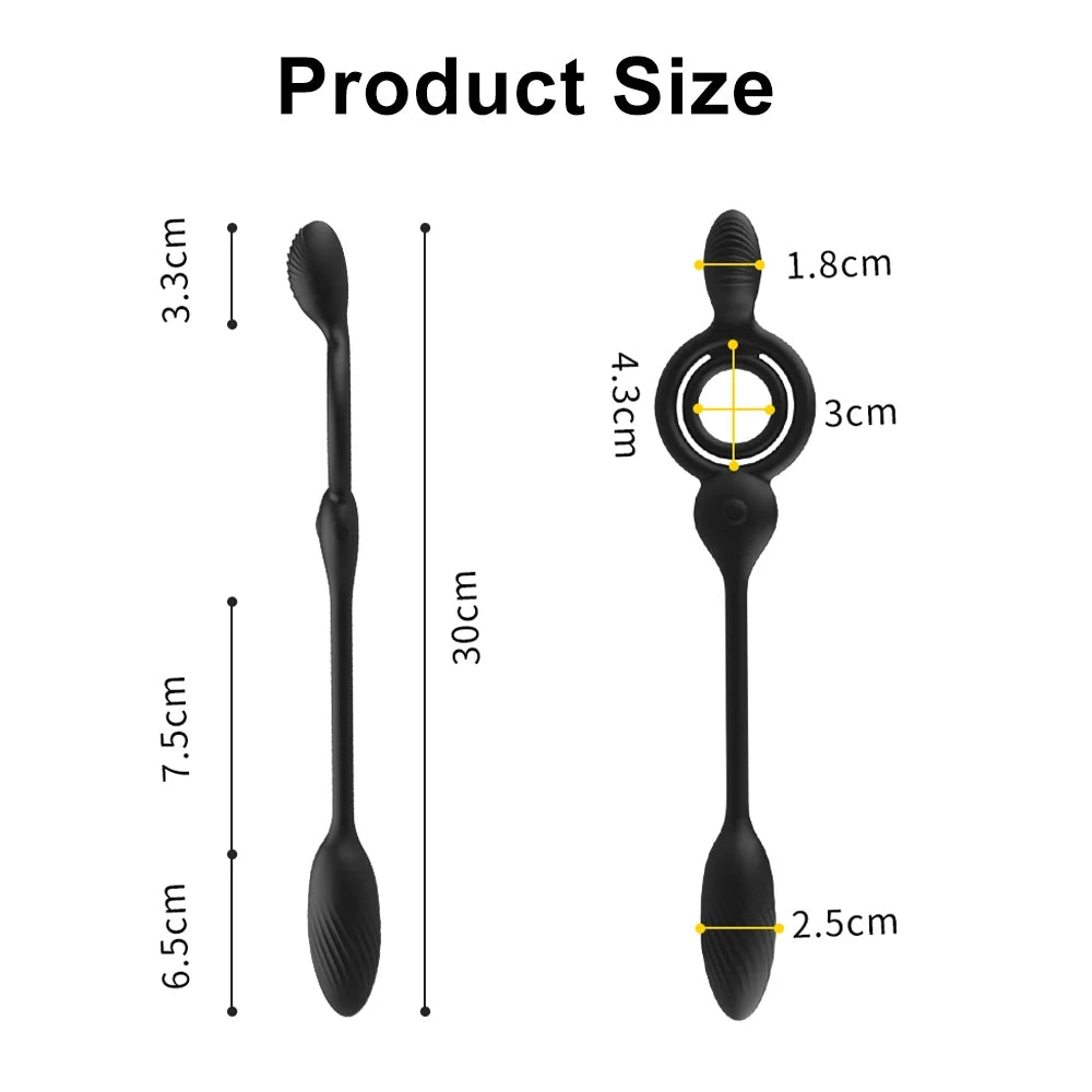 Levi - Wireless Remote Control Double Penis Rings Vibrating Egg For Couples