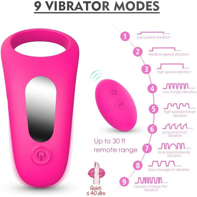 S-Hande S045 9-Speed Remote Control Penis Ring Vibrating Sex Toy