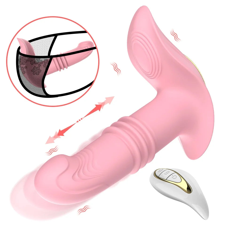 Remote Vibrator Vagina Massage Clitoris Stimulator Thrusting Telescopic Vibrating Panties Masturbator