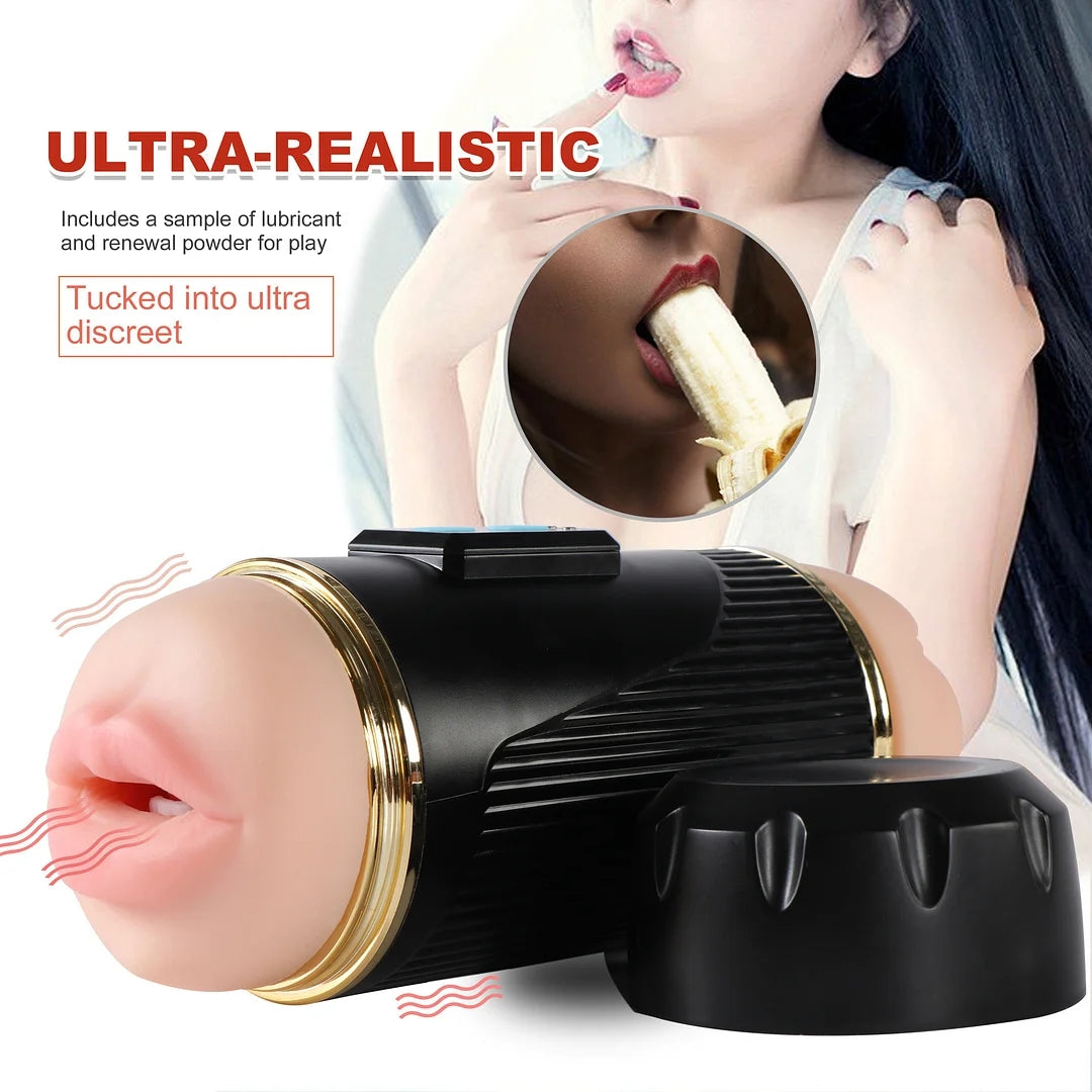 Double Headed Airplane Cup Men's Vibrating Oral Sex Masturbation Device