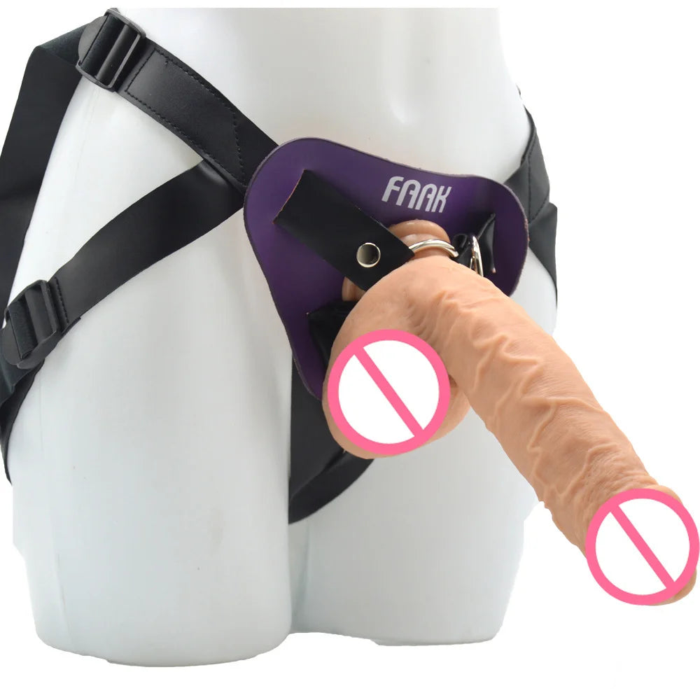 FAAK Women Wearable Silicone Strap Ons Soft Penis 24cm