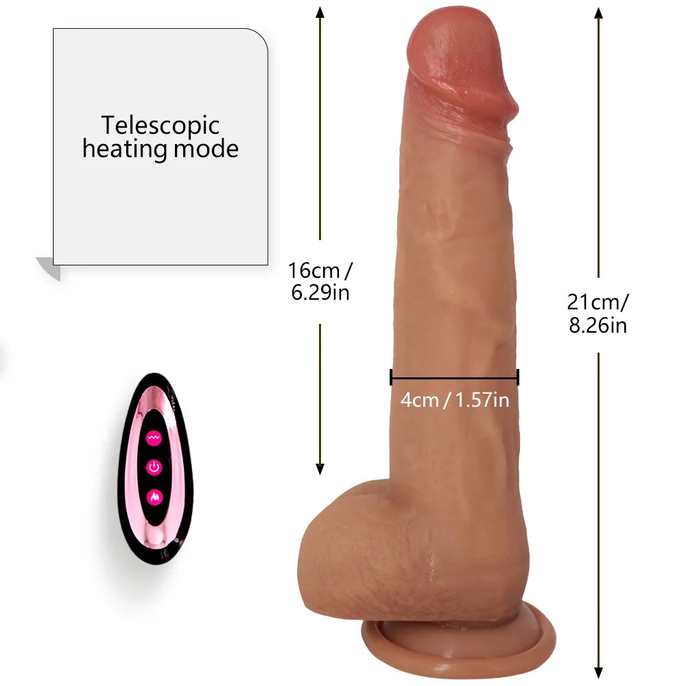 Heating Retractable Rocking Vibrating Dildo