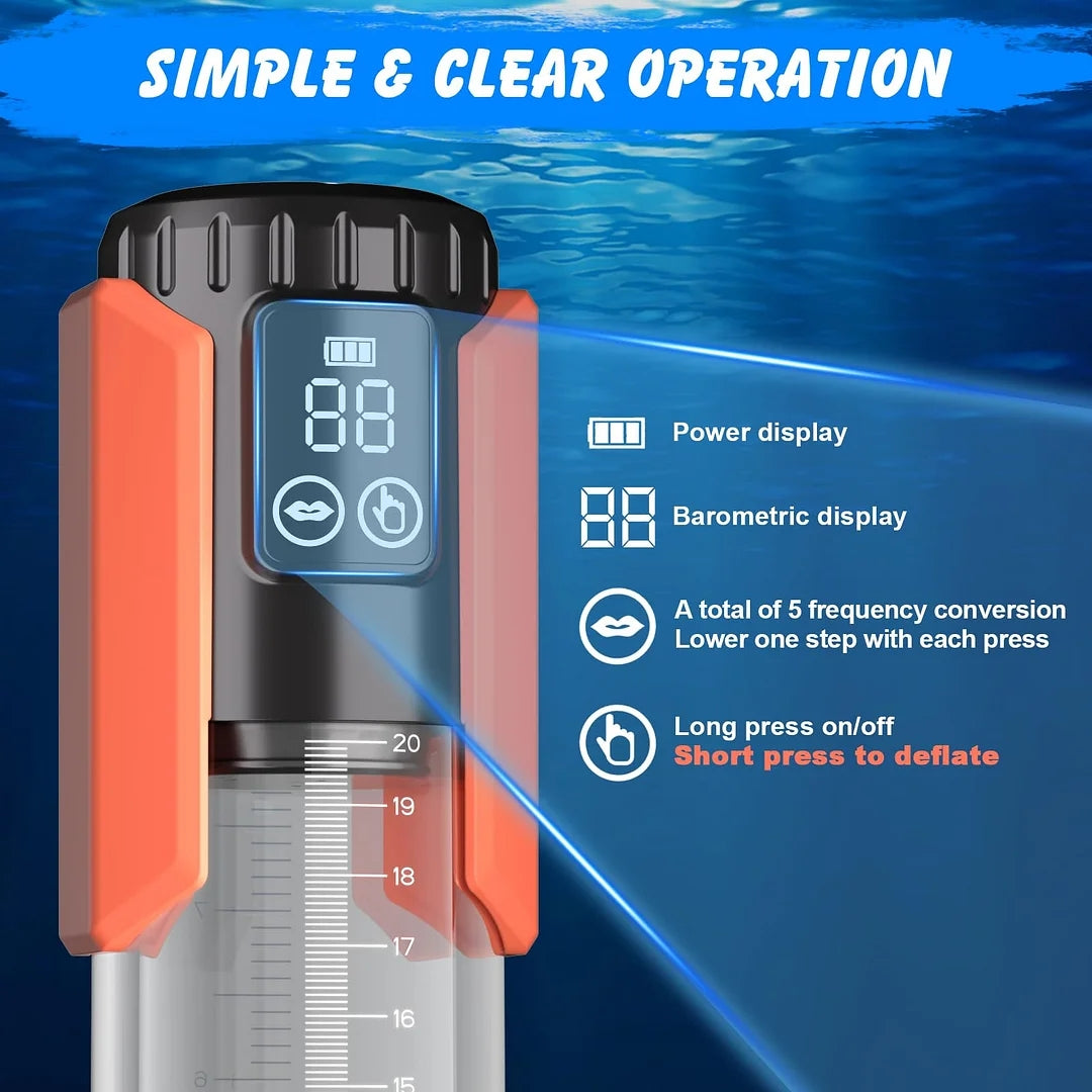 Lcd Display 5 Suction Modes Waterproof Penis Pump