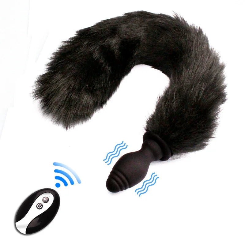 Wireless Remote Control Anal Plug Fox Tail Sex Toys For Adult